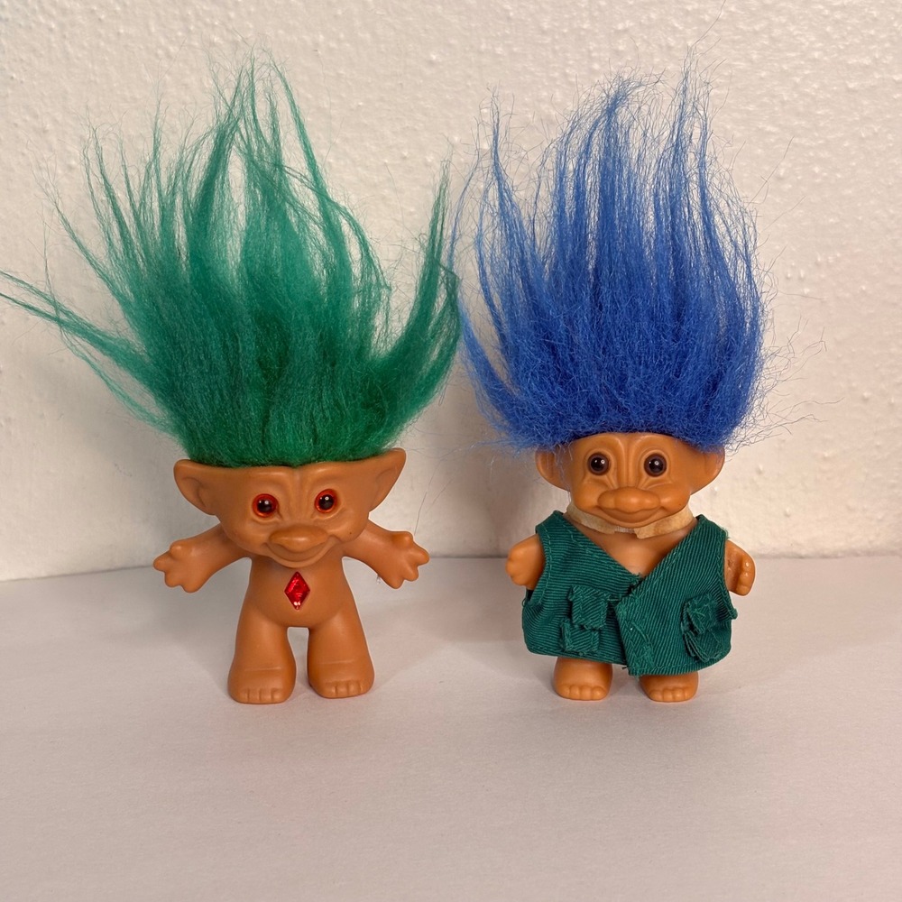 Russ Ace Novelty Troll Doll Lot‎ Unisex 3in Blue Green Good Vintage 90s Toys